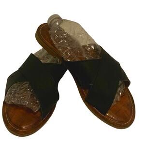 Seven Jesse Sandals Double Strap Crossed Black Slides Women Size 7 Summer Slides
